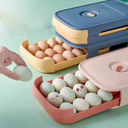 Household Refrigerator Fresh-keeping Egg Box Drawer Style with Lid Kitchen Storage Box Can Be Stacked Food Preservation Box