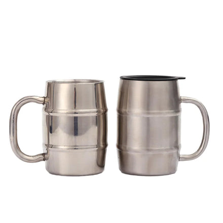 YIDING High Quality Double Wall Stainless Steel Metal Mug Wholesale Silver Tankard with Handle Vacuum Coffee Cup for Beer Coffee