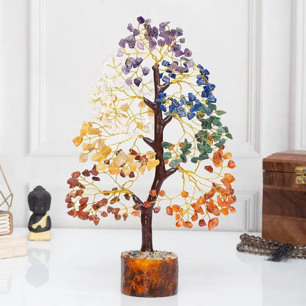 Wholesale 7 Chakra Gemstone Tree 300 Beads Handmade Natural Crystal Wire Bonsai Tree Life 100% Natural Healing Customized Sizes