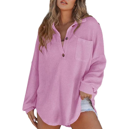 2025 Autumn/Winter Hot - Selling Women's Waffle - Knit Top with Waistband Tops for Women Stylish