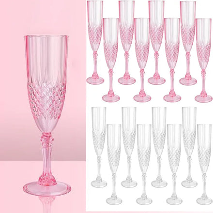 6 OZ Unbreakable Plastic Champagne Flute Luxury Reusable Goblet Glass for Wedding Bar Party Toasting Events Valentine's Day