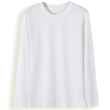 OEM custom logo embroidery printed design combed cotton round neck loose men and women's solid color long-sleeved T-shirt