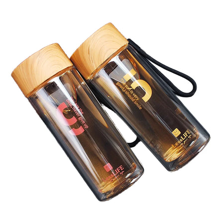 Sublimation Borosilicate Tea Tumbler Double Wall Sport Water Bottle with Bamboo Lid for Sports or Daily Use Glass Drinkware