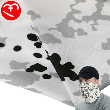 FLECTARN Snow Spot Camouflage Fabric Nylon Cotton Fabric Waterproof Ripstop Plaid for Tactical Outdoor Clothing Bag Hat Fabric