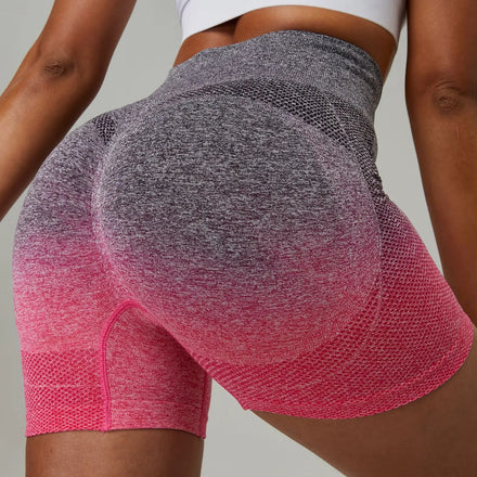 GC Dye Sports Shorts Women Gradient Color High Waist Fitness Yoga Pants Quick Dry Peach Tight Hip Yoga Pants YG277