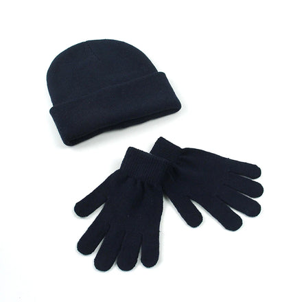 Winter Knit Acrylic Beanie Hat Gloves Set