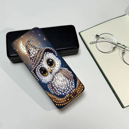 Diamond Painting Printed Cartoon Glasses Storage Box Handmade DIY Sunglasses Box Pu Leather Witch Hat Owl Design Diamond