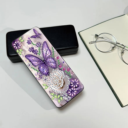 Diamond Painting Printed Cartoon Style Eco-Friendly 5D DIY PU Leather Square Glasses Storage Box with Special Shaped Diamonds