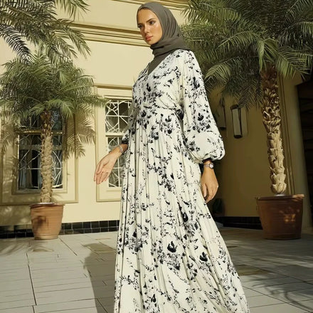 Luxurious Dress 2025 Eid New Customizable 2025 Dubai Abaya Muslim for Women Medium-length Printed Eid New Season