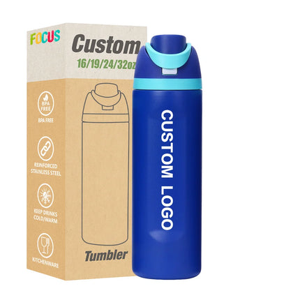 Wholesale Custom 16oz 19oz 24oz 32oz Water Bottle Portable Travel Mug Stylish Coffee Cup Thermos Bottle Purple Flip Wide Classic