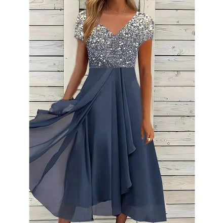 2025 Women's Urban Casual Floor-Length Chiffon Cross-Border European American Summer New Fashion Solid Vintage A-line