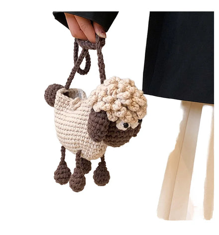 Elegant Wool Hand-Crocheted Cartoon Doll Shoulder Bag Durable Unique Novel Design Fashion Accessory for Baby Women Handmade