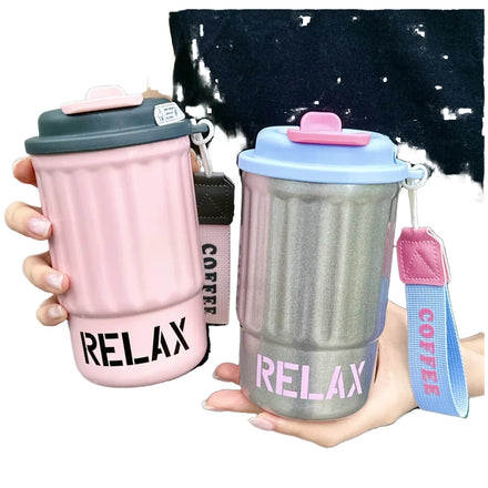 J12 316 Stainless Steel Portable Office Coffee Mug 400ml Thermos Flask Modern Design for Party Stock Girls Thermos Mug