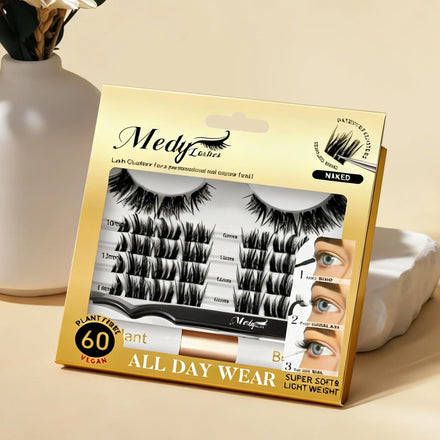 Reusable Lash Cluster Extensions with Mixed Length Wispy Fans for DIY Home Salon Natural Dramatic Makeup Looks