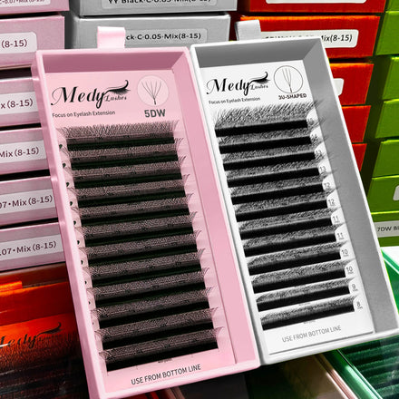 MedyLash Wholesale Matte Faux Mink Y W U Shape Lash Extensions Hand-woven Clover Individual Easy Graft Trays