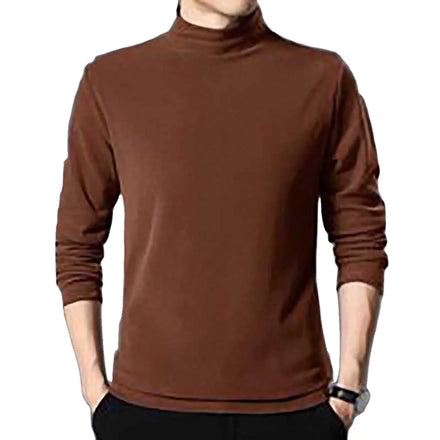 OEM Custom Logo Design Men's Long-Sleeved Velvet Double-Sided Sweatshirt Half-High Collar Sanding All-Match Anti-Shrink T Shirt