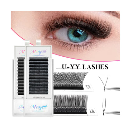 MedyLash W V Y Shape Volume Faux Mink Cashmere Eyelash Extension Individual False Eyelashes 3d-8d Clover Lashes Private Label