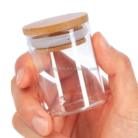 High Quality 0~1 Liter Borosolicate Glass Small Smart Seasoning Container Jar Spices Glass Container Bamboo Spice Jar Set