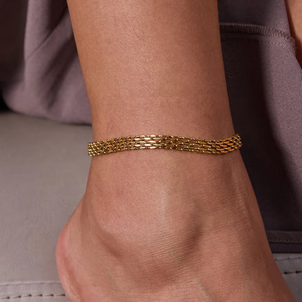 J&D Charm Waterproof Stainless Steel Women Anklet 18K Gold Plated Chain Hypoallergenic Summer Anklet