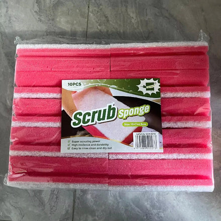 Factory Stocked Sale Clean Red Sponge Scrubber Dishwashing Absorbable 10pcs/bag Sponge for Kitchen Cleaning Scouring Pads