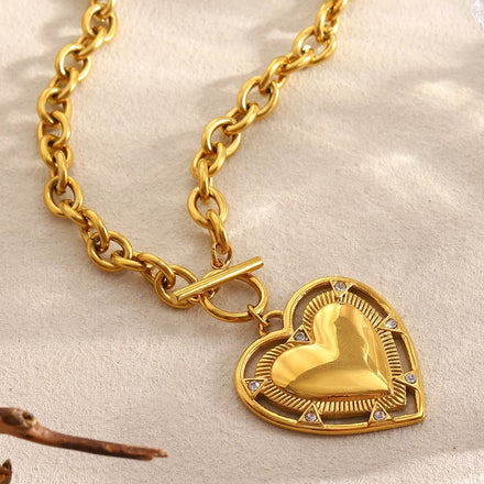 Dreamshow Heart Necklace Zircon Jewelry Fashion Jewelry Necklaces Waterproof Anti Tarnish Jewelry Stainless Steel Necklace
