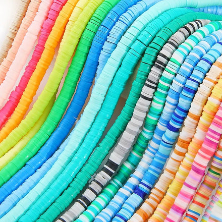 Handmade 6mm Colorful Polymer Clay Beads Strand Disc Loose Bead for DIY Jewelry & Bracelet Making Ceramic Clay & Porcelain Beads