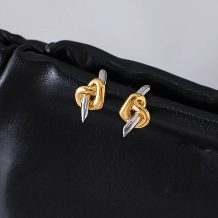 J&D Classic18k Gold Plating Stainless Steel Classic Knot Polished Chunky C Circle Earrings