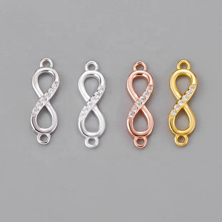 GP CZ Infinite Connector S925 Gold Rose Platinum Plated Permanent Jewelry Chains Making Accessories Wholesale Factory Direct