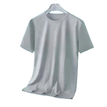 Oem customized cross-border ice silk mesh t shirt mens summer short sleeved solid color loose comfortable half sleeved
