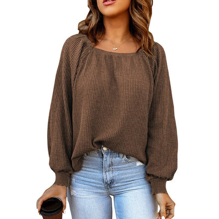 2025 Autumn Elegant and Stylish Off-the-Shoulder Loose-Fit Women's Graceful and Warm Knit Sweater
