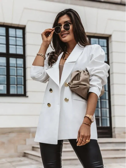 New 2025 Autumn/Winter Urban Style Temperament Women's Polyester Long-sleeve Lapel Loose-fit Coat
