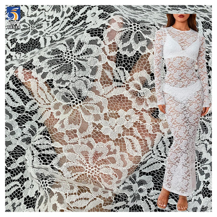 YX984 Non-Stretch Jacquard Mesh Lace Fabric Chantilly Lace Fabric Women's Tops Underwear and Dresses White Lace Fabrics