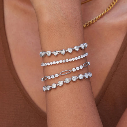 J&D Sports and Leisure Steel Stainless Steel 18K Gold Plating Zirconia Chain Tennis Chain Bracelet