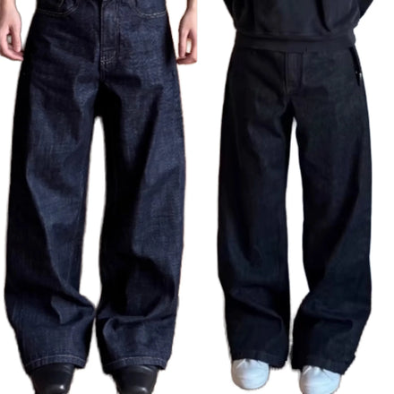 Custom Women's Baggy Style Raw Redline Japanese Jeans Selvedge Denim Solid Pattern Loose Straight Fit Casual