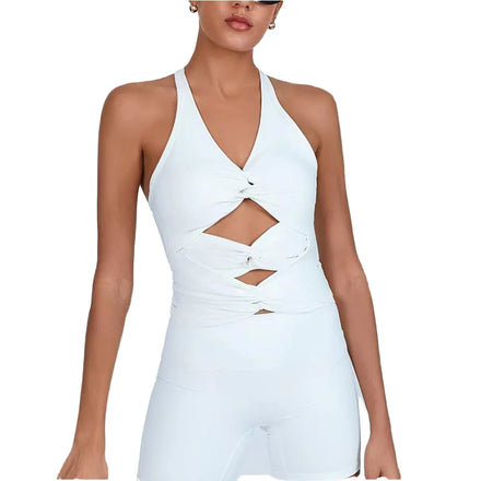 Women's Lightweight High-Elastic Yoga Top Breathable Quick-Drying Fitness Vest with Chest Padding