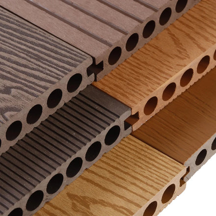 Waterproof Anti-Slip WPC Decking 3D Embossed Teak Wood Grain Click Square Outdoor Wooden Plastic for Balconies Grooved Basements