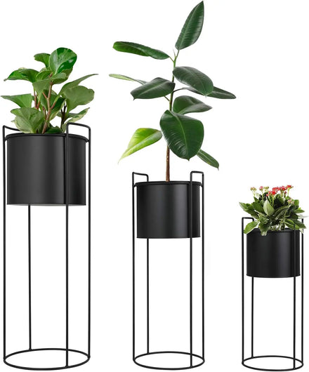Modern Tall Tin Metal Lightweight Durable Plant Stand Detachable Flower Pots Indoor/Outdoor Floor Standing Planter Holder Home
