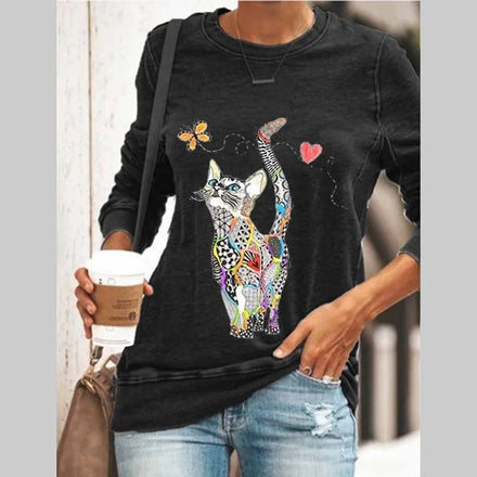 2025 New - Style European and American Printed Long - Sleeve Casual Sweatshirt/T - Shirt
