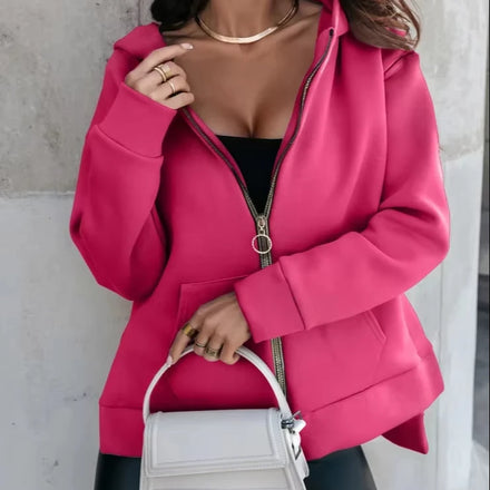 2025 Autumn/Winter Casual Trendy and Fashionable Fleece Women's Cardigan: Hooded Loose-fit Coat