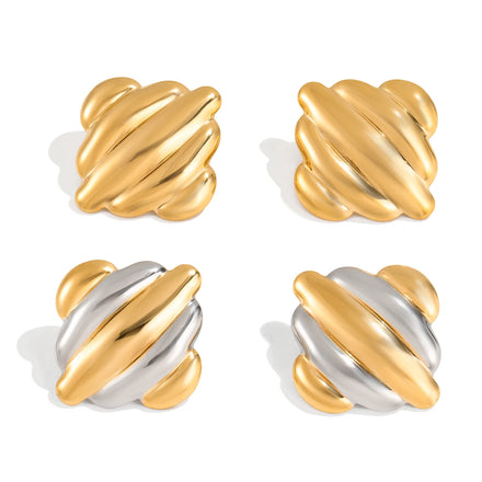 J&D Minimalist Chic Stainless Steel Earrings 18K Gold Large Aperture Earrings Trendy Gold