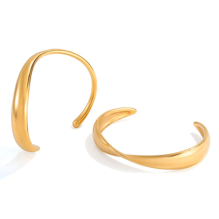 J&D Stainless Steel Jewelry Bangles 18K Gold Smooth Twisted Irregular Opening Bracelet Open Bangles