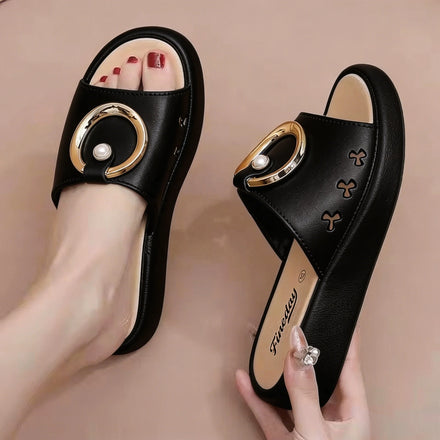 Women's Designer Summer Beach Sandals Slide slippers Wholesale High-heeled Thick Sole Soft Indoor Shoes for Women & Ladies