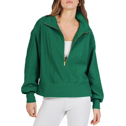 2025 Autumn/Winter New Style Casual Top: Women's Half-Zip Pullover Long-Sleeve Sports Sweater Hoodie