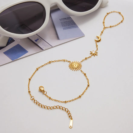 J&D New Arrival Women's Stainless Steel Bracelet Bead Chain and Finger Bracelet Jewelry for Girls