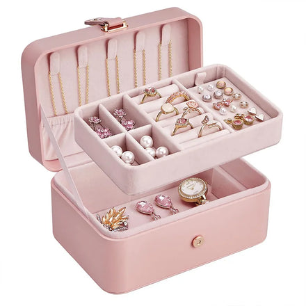 Portable PU Leather Mini Jewelry Organizer Storage Case Women's Earring Travel Jewelry Box Small Jewelry Case for Girls