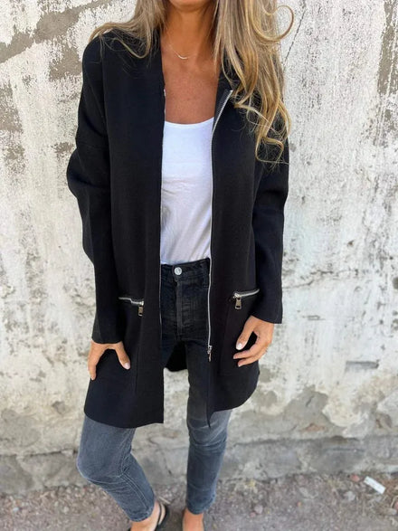 2025 Autumn/Winter New Style Women's Long-Sleeve Hooded Loose Fashion Casual Mid-Length Trench Coat 100% Polyester Zipper