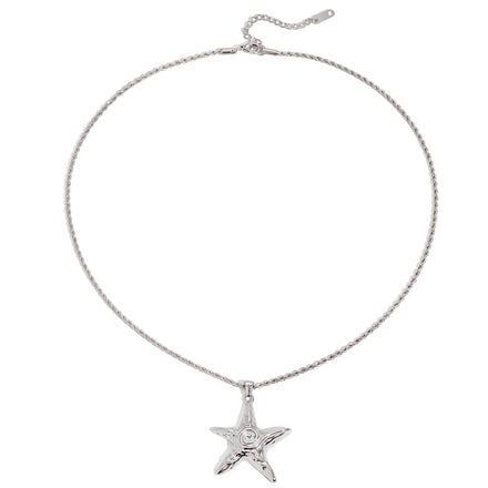 Women Romantic Sweet Spiral Starfish Pendant Fried Dough Twists Chain Necklace 18K Gold Jewelry
