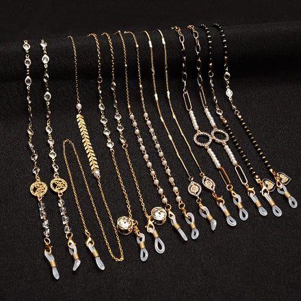 European American Style Pearl Glasses Chain Factory Direct Sale Colorful Crystal Fashion Metal Neck Hanging Lanyard Eyeglasses