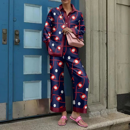 2025 Spring - Autumn Long - Sleeve Women's Shirt Sets Individual Trendy Brand with 3D Digital Printing Casual Women's Wear