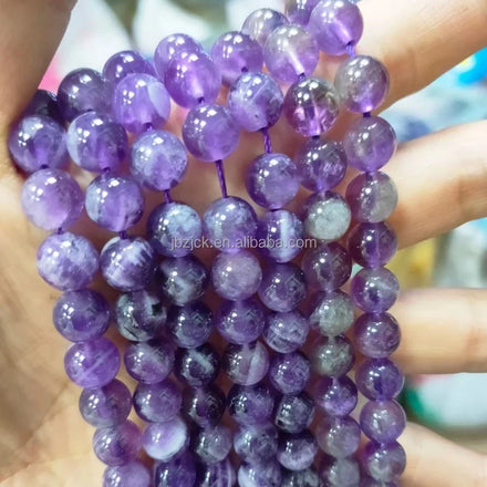 6mm 8mm Round Natural Amethyst Gravel Pebble Beads Loose Healing Power Energy Jewelry Making CMA Certified JSY Jewelry